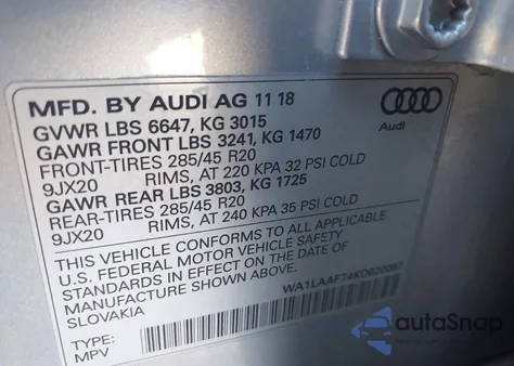 2019 Audi Q7 55 Premium/55 Se Premium from USA, damaged, VIN WA1LAAF74KD020097
